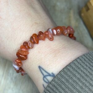 Carnelian Chip beaded stretch bracelet orange only
